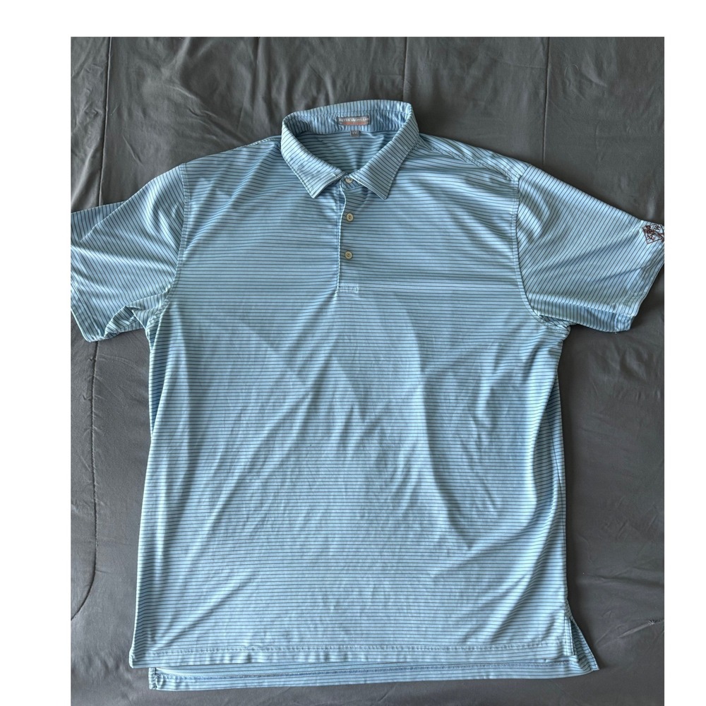 Peter Millar Polo Shirt Mens XXL Blue Striped Excellent Summer Comfort Golf PW